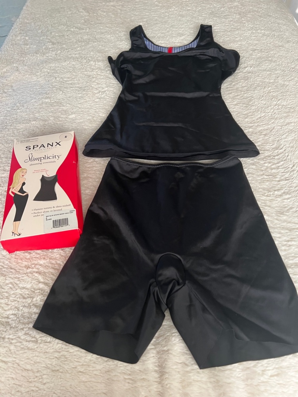 SPANX Black Shaping Tank Top and High-Waist Biker Shorts Set